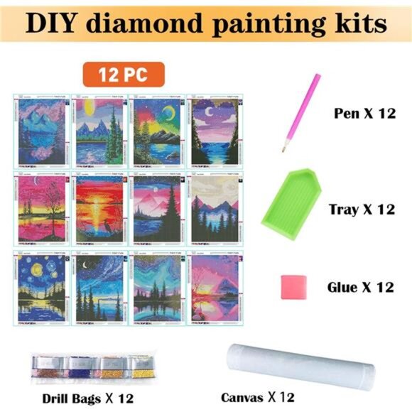 12 Pack Diamond Painting Kits for Adults 5D Diamond Art Kit Paint by Number - Picture 3 of 7
